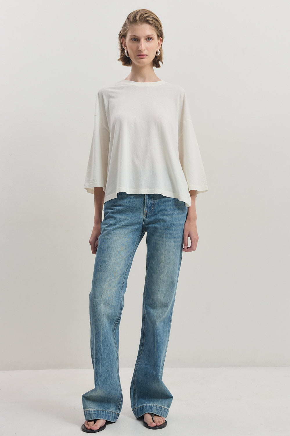 Boxy Mid Sleeve T Shirt