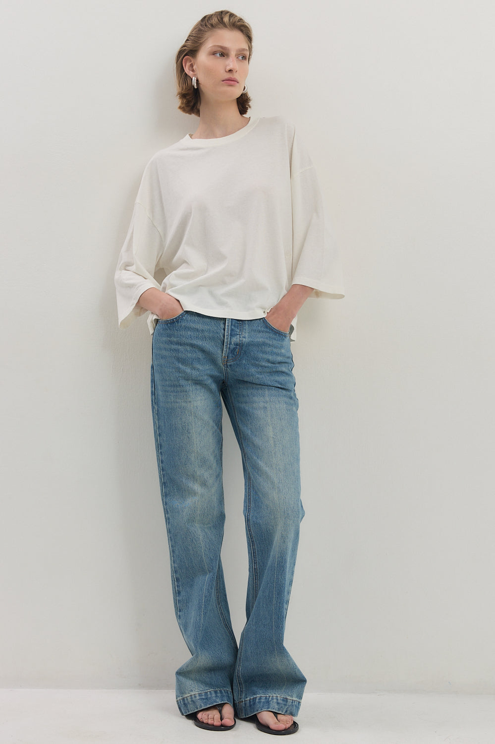 Boxy Mid Sleeve T Shirt