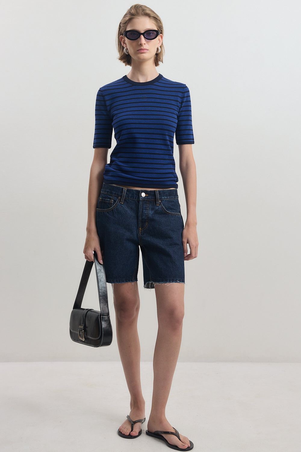 Mid Sleeve Striped Top