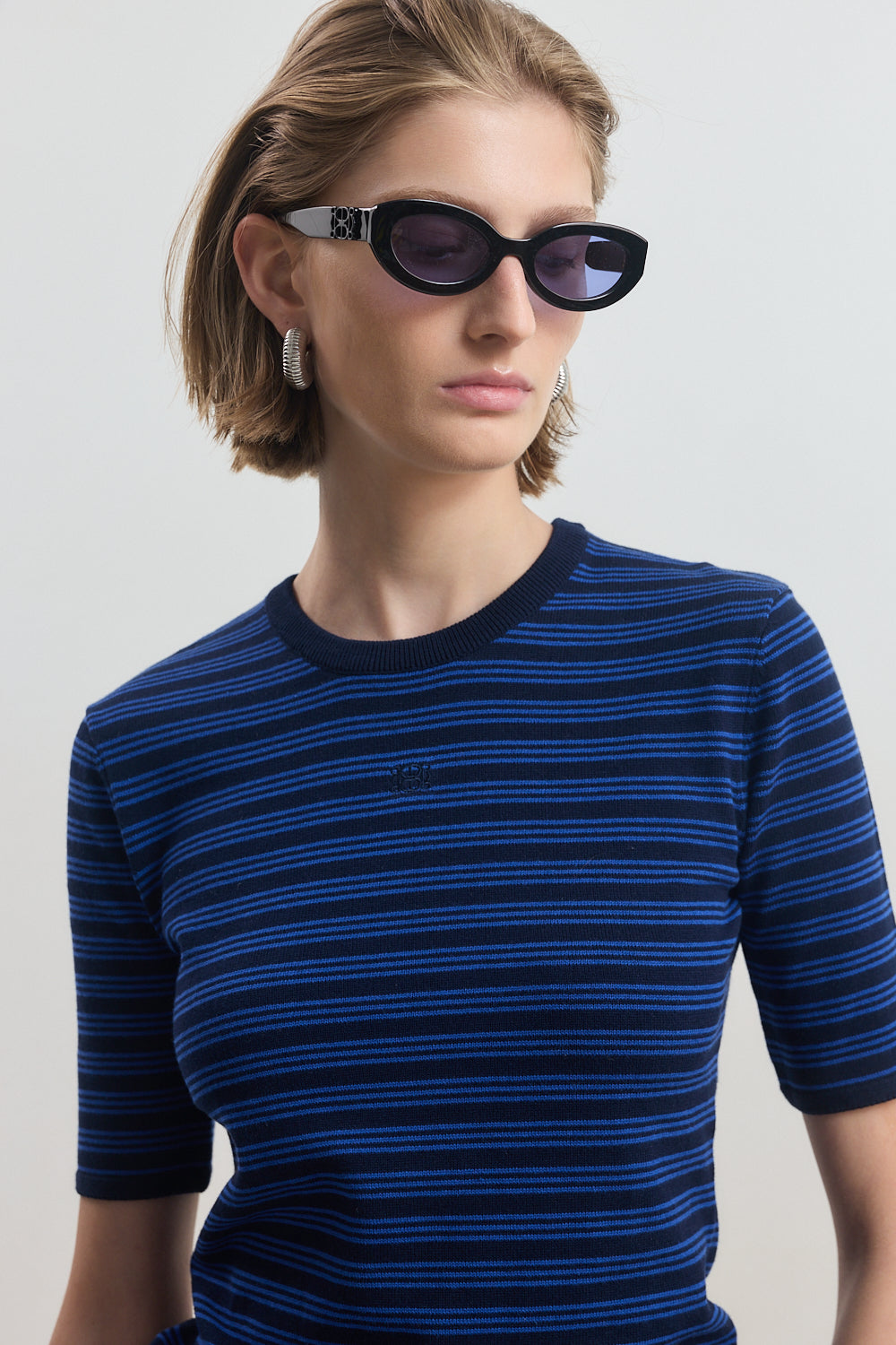 Mid Sleeve Striped Top