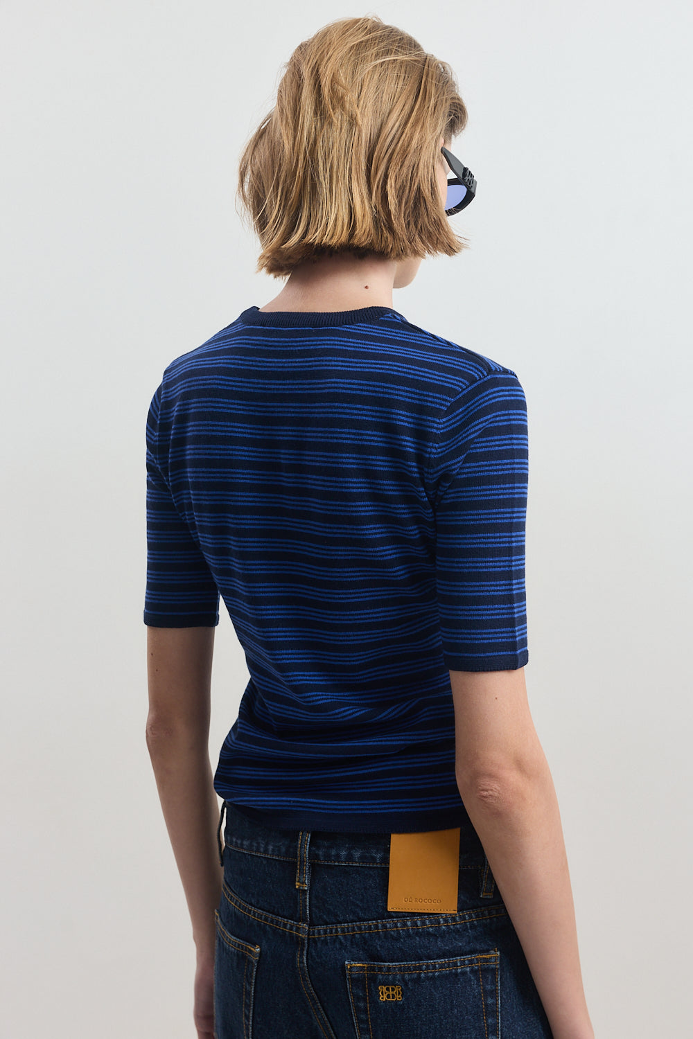 Mid Sleeve Striped Top