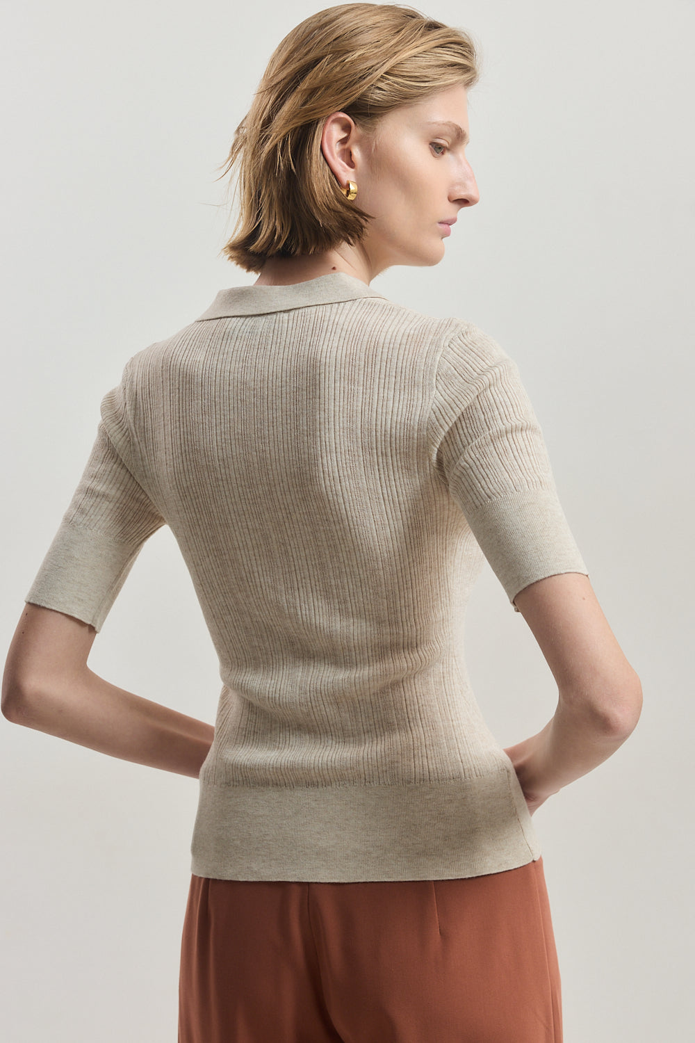 Mid Sleeve Polo Top