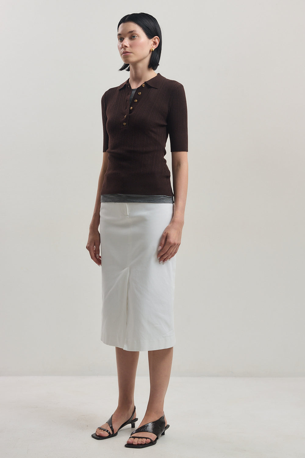 Mid Sleeve Polo Top