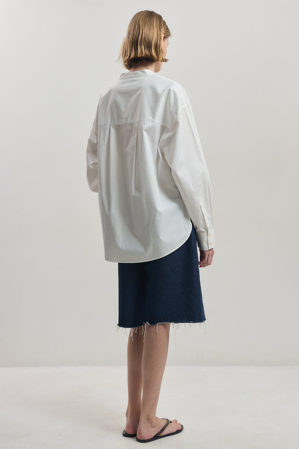 Mandarin Collar Poplin Shirt