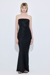 Satin Strapless Maxi Dress