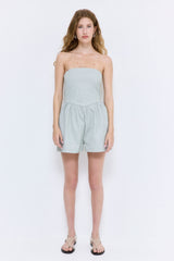 Striped Drill Strapless Jumpsuit