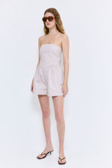 Striped Drill Strapless Jumpsuit