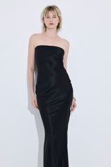 Satin Strapless Maxi Dress