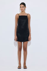Satin Squared Neck Mini Dress