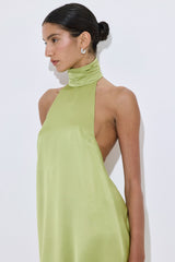 High Collar Satin Mini Dress