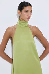 High Collar Satin Mini Dress