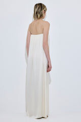 Gathered Strapless Satin Dress