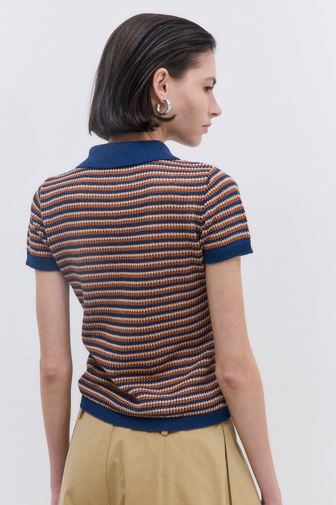 Striped Crochet Polo