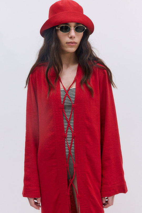 Linen String Tie Cover Up