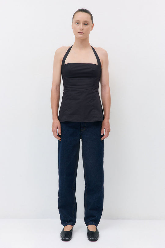 Fitted Poplin Halter Neck