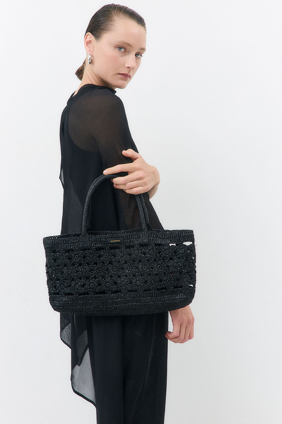 Raffia Crochet Floral Bag
