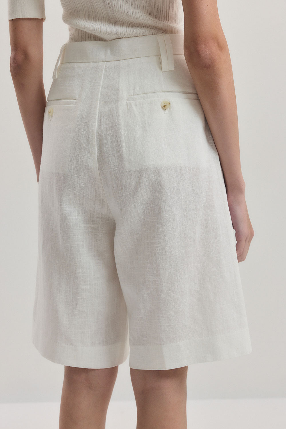 Mid Rise Tailored Bermuda Shorts