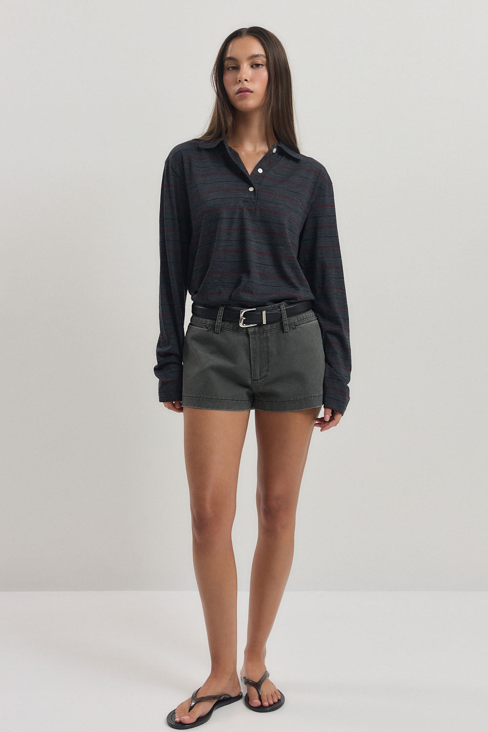 Wide Belt Cotton Shorts