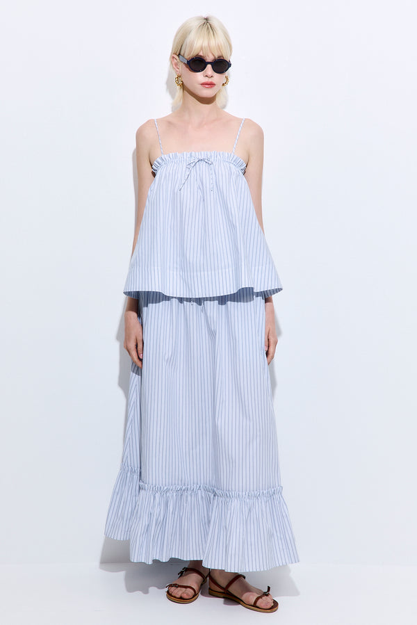 Ruffled Poplin Maxi Skirt