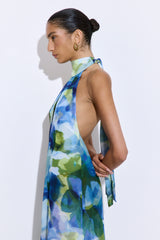 Semi Sheer Collar Maxi Dress