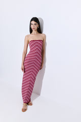 Pattern Knitted Strapless Dress
