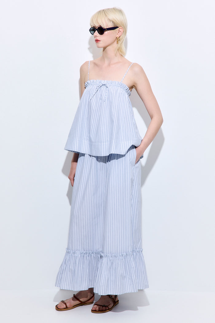 Ruffled Poplin Maxi Skirt