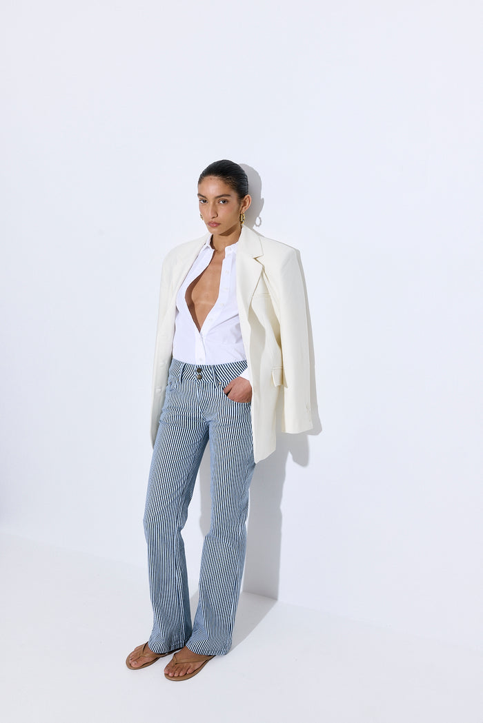 Drill Cotton Flared Leg Pants