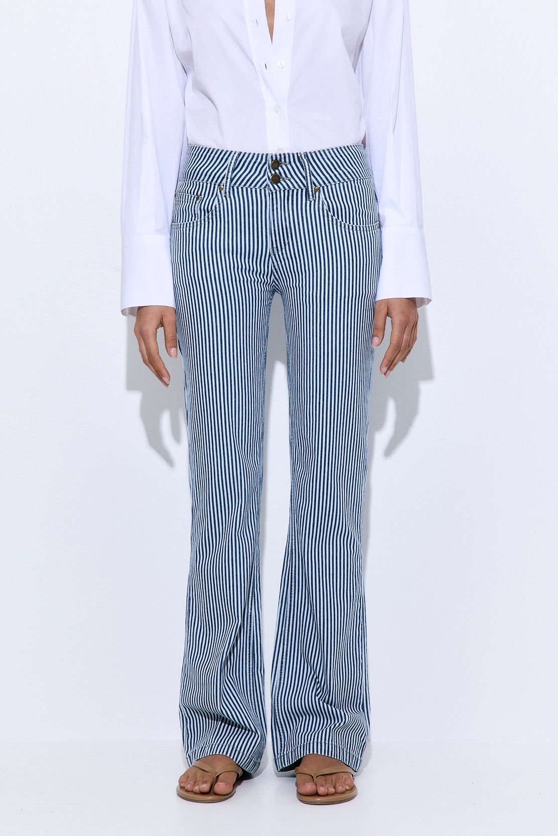 Drill Cotton Flared Leg Pants