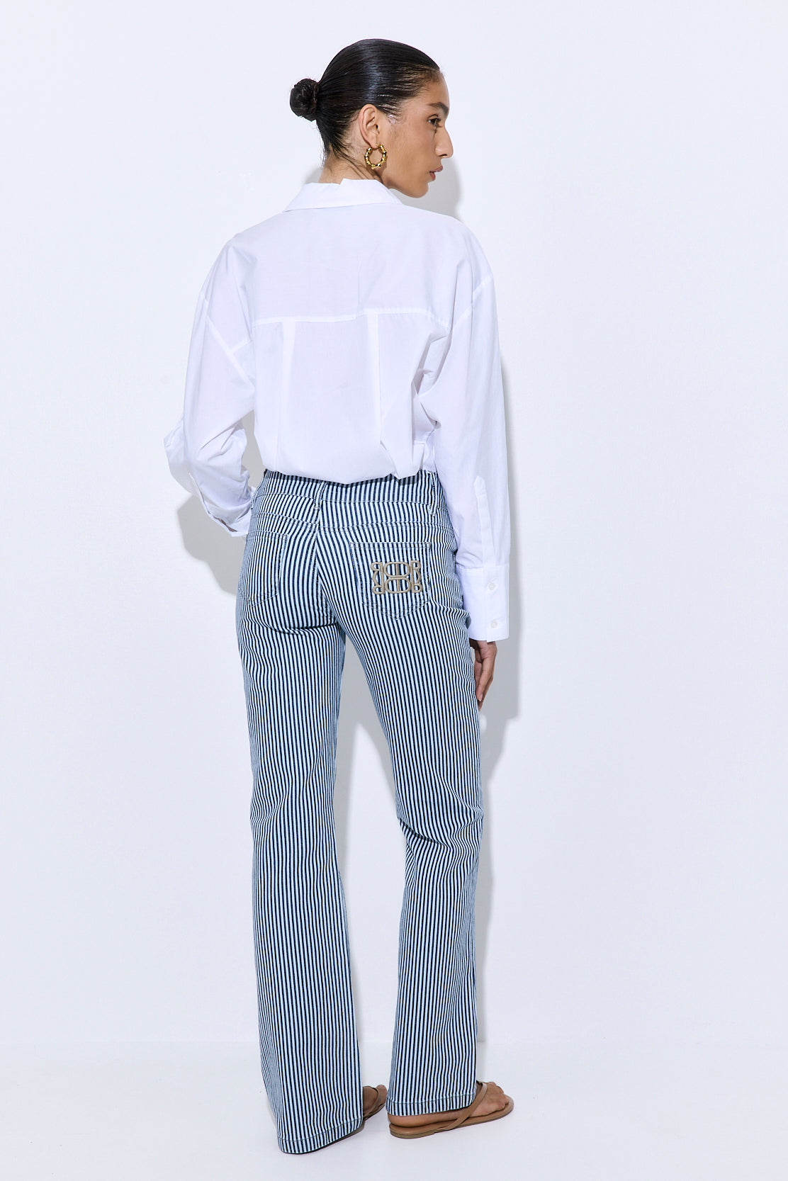 Drill Cotton Flared Leg Pants