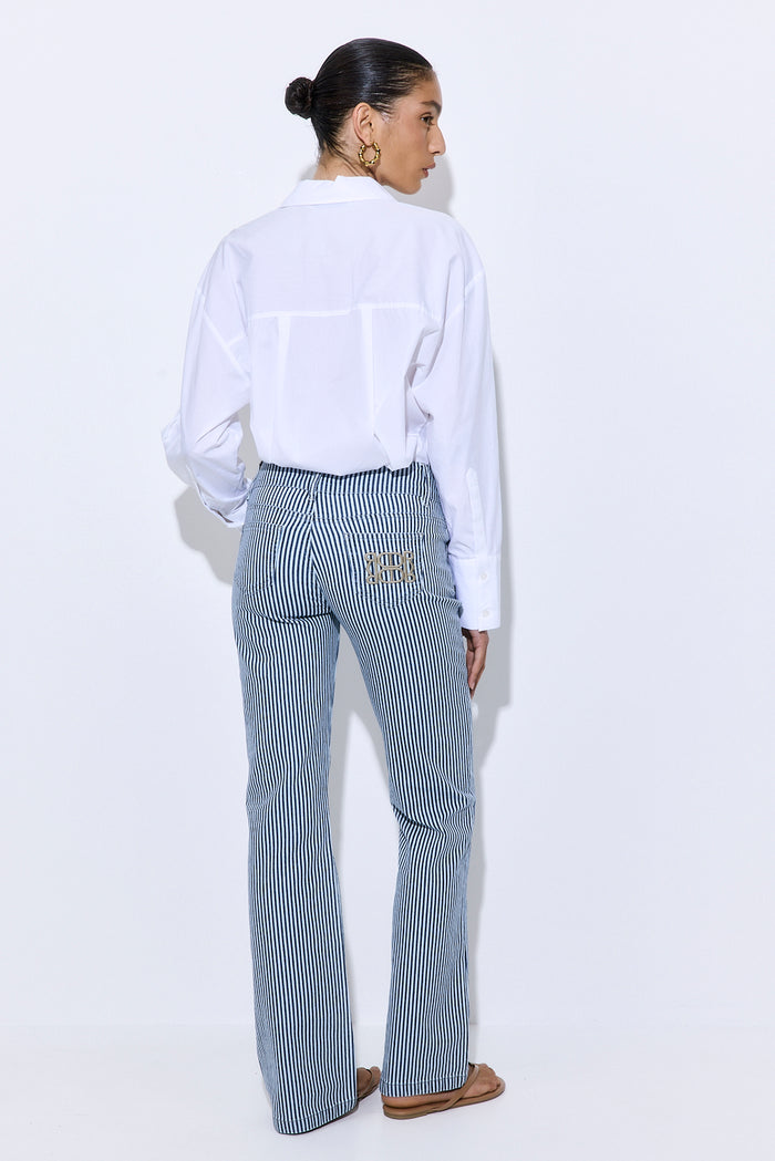 Drill Cotton Flared Leg Pants