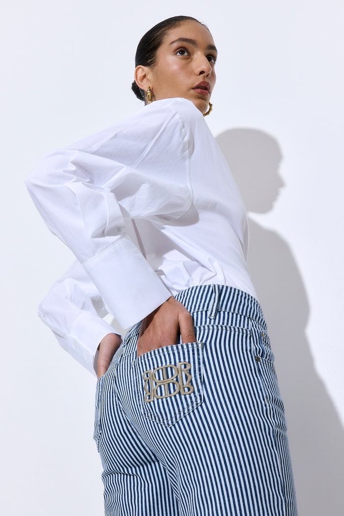 Drill Cotton Flared Leg Pants