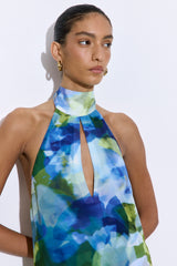 Semi Sheer Collar Maxi Dress