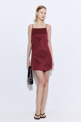 Satin Squared Neck Mini Dress