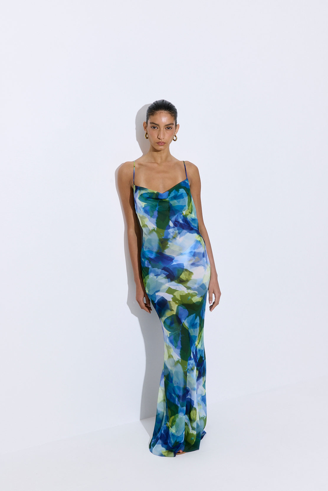 Semi Sheer Draped Maxi Dress