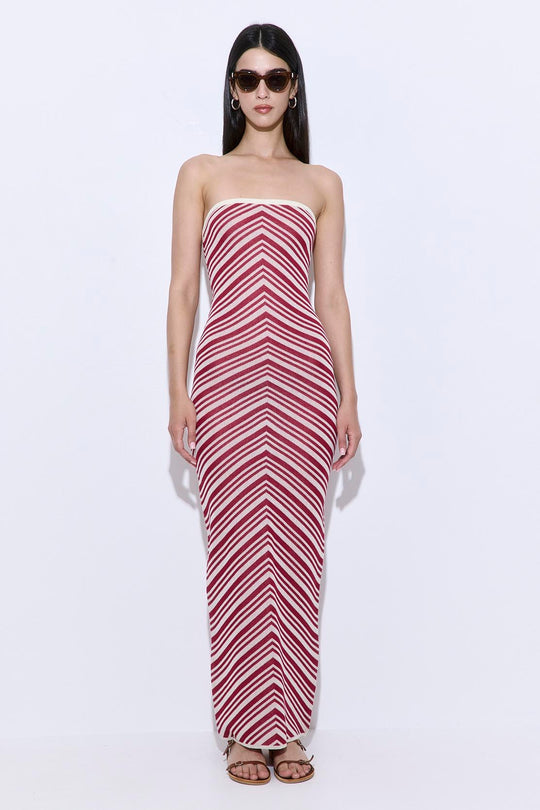 Pattern Knitted Strapless Dress