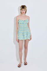 Shirred Straps Mini Dress
