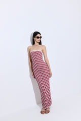 Pattern Knitted Strapless Dress