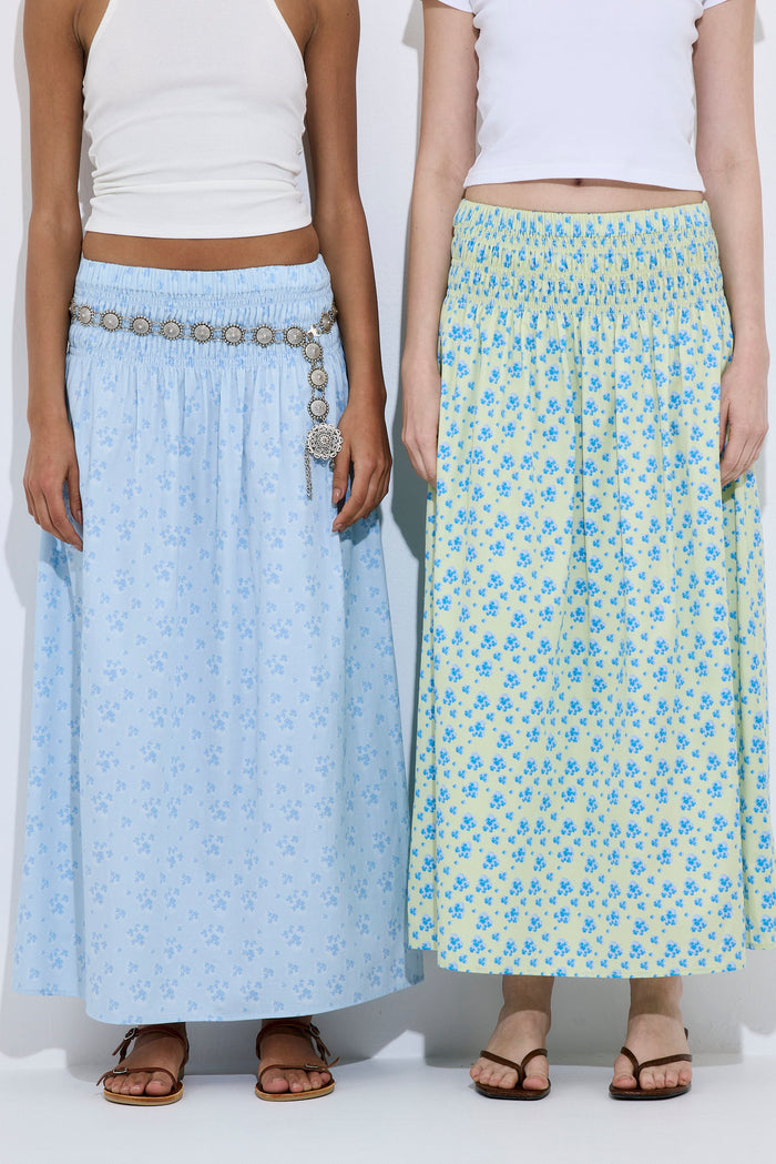 Shirred Waist Maxi Skirt