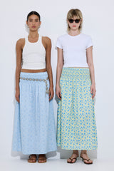 Shirred Waist Maxi Skirt
