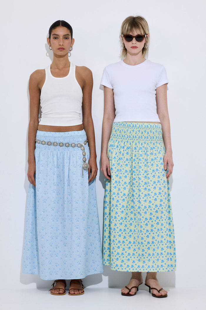 Shirred Waist Maxi Skirt