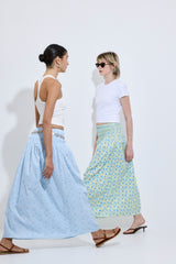 Shirred Waist Maxi Skirt