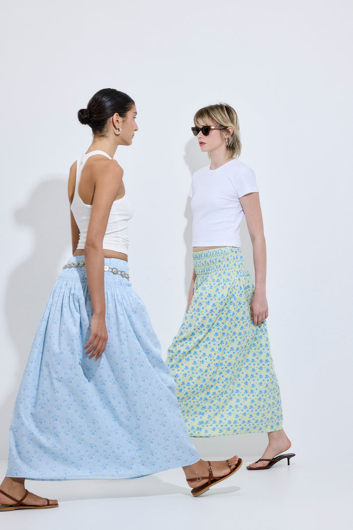 Shirred Waist Maxi Skirt