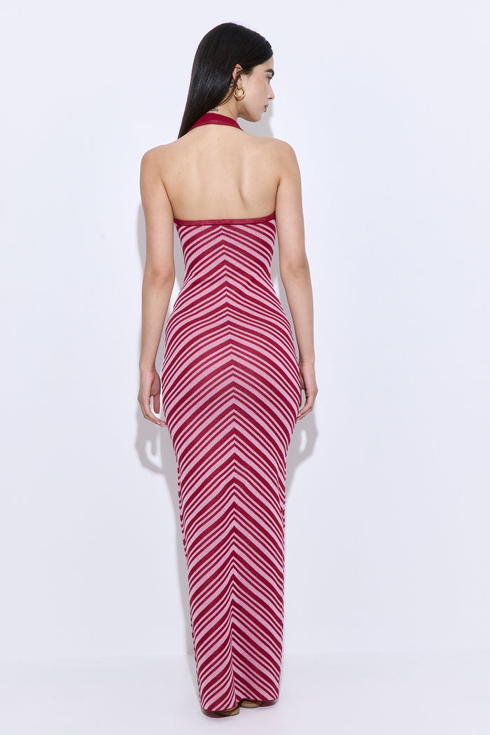 Pattern Knitted Halter Neck Dress