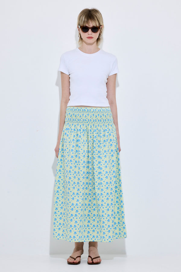 Shirred Waist Maxi Skirt