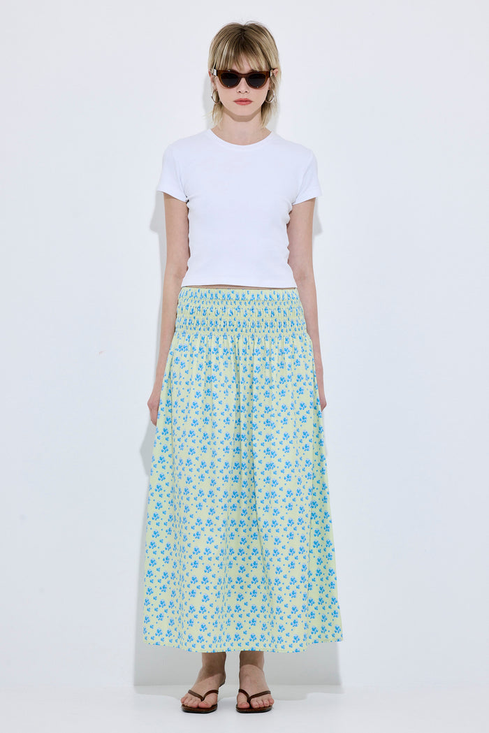 Shirred Waist Maxi Skirt