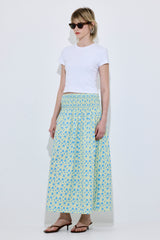 Shirred Waist Maxi Skirt