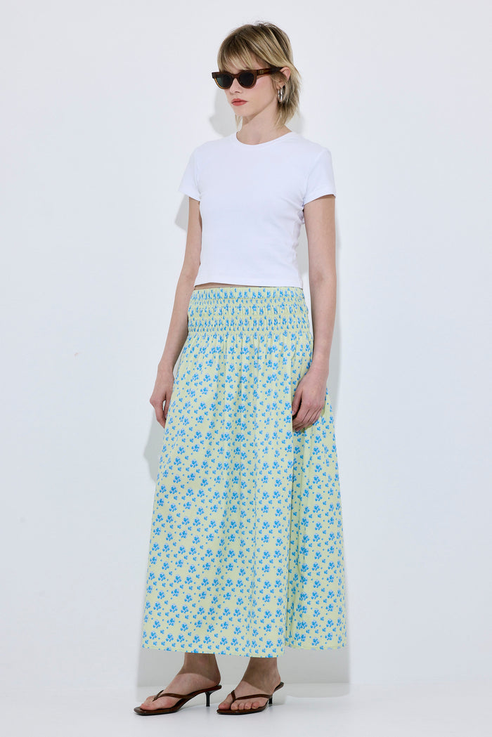 Shirred Waist Maxi Skirt