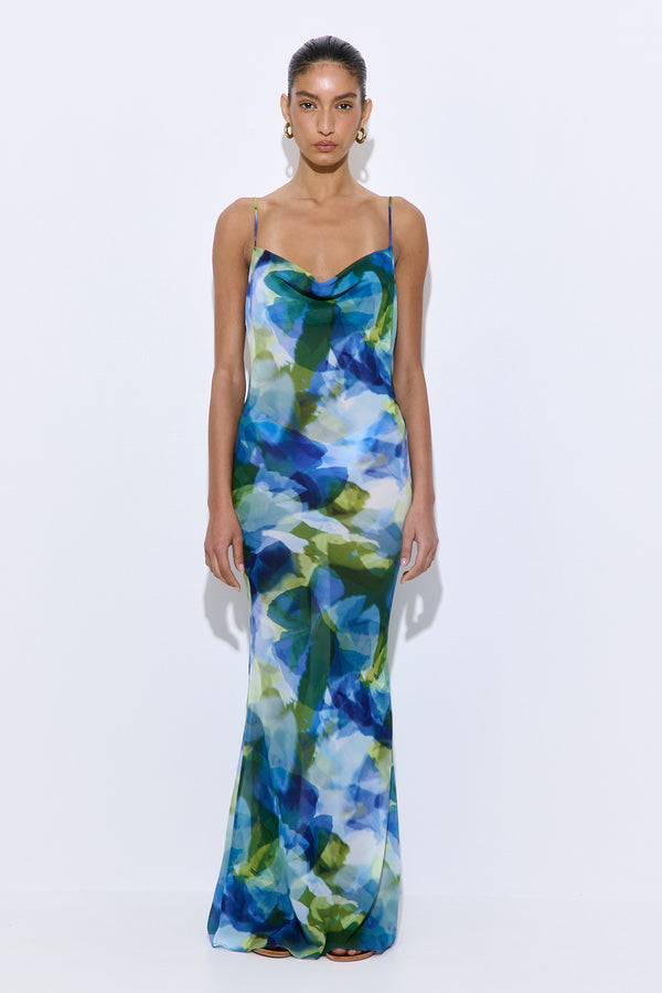 Semi Sheer Draped Maxi Dress