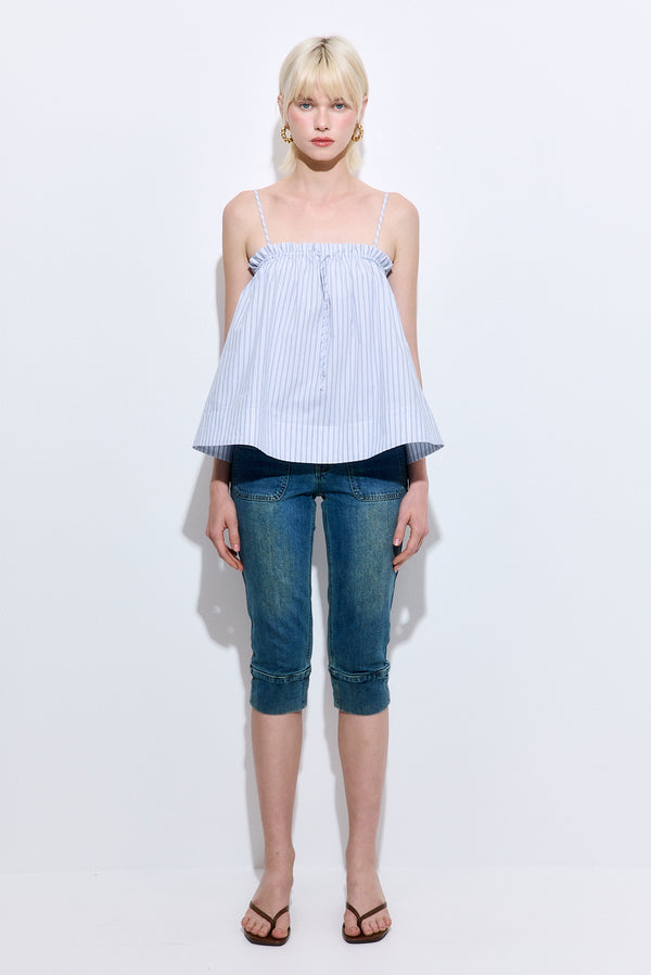Ruffled Poplin Strappy Top