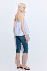 Ruffled Poplin Strappy Top